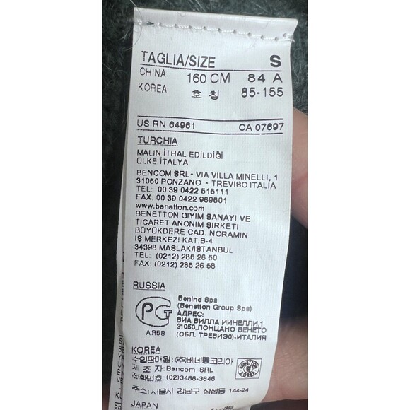 Sisley Green Crochet Tie Front Cardigan Sweater Small S Alpaca - Picture 6 of 6